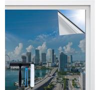 Volcanics One Way Window Film 90 x 195CM Privacy Film for Glass Windows, Heat Reflective Mirror Window Tint Film Home, Anti Glare Static Cling Window Stickers, Silver