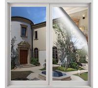 Volcanics One Way Window Film 90 x 199CM Privacy Film for Glass Windows, Heat Reflective Mirror Window Tint Film Home, Anti Glare Static Cling Window Stickers, Silver