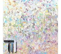 Volcanics Privacy Window Film Decorative Window Cling Glass Film Reflective 3D Window Film 90 x 200CM Non-Adhesive Window Stickers Static Cling