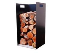 Volcann Compact 62cm Tall Steel Firewood Log Rack - Fireplace Wood Holder Metal Basket with Handheld, Storage for Woodstove, Fireside Accessories (Ivory White)