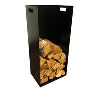 Volcann Extra Wide Indoor Firewood Log Store Holder for Woodstove Fireplace Wood Holder - UK Made British Steel - Black Hard-Wearing Powder Coat Finish