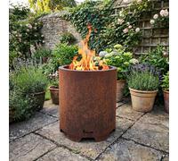 Volcann™ Smoke-Free Fire Pit With Stove Top For Cooking - 40Cm X 40Cm - Bare Metal Finish - Will Rust Over Time