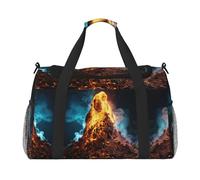 volcano 2 print Carry on Luggage for Women Men Shoulder Weekender Crossbody Bag for Yoga Travel Must Haves, Black, One Size