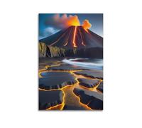 Volcano Beach Wall Art, Spectacular Print, Nature Poster, Stunning Canvas Picture, Dazzling Decor for Living Room Artistic Wall Mural Modern Hanging Decor Poster08x12inch(20x30cm)
