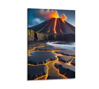Volcano Beach Wall Art, Spectacular Print, Nature Poster, Stunning Canvas Picture, Dazzling Decor for Living Room Artistic Wall Mural Modern Hanging Decor Poster12x18inch(30x45cm)