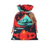 Volcano Bloom Print Drawstring Pouches For Gifts,Reusable Fabric Gift Bags,For Holiday And Party Presents
