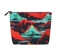 Volcano Bloom Print Fake Hemp Makeup Bag â€“ Travel Toiletry Pouch for Women, Daily Storage, Business Trips, and More