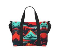 Volcano Bloom print Gym Bag for Women, Weekender Overnight Bag,Personal Item Bag, shoulder Bag for Women Men, Black, One Size