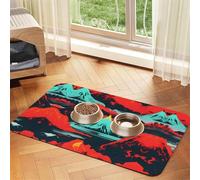 Volcano Bloom print Pet Food Mat Absorbent Non-Slip PU Leather Feeding Mat for Dogs Cats Pet Bowl Placemat