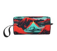 Volcano Bloom print Travel Toiletry Pouch, Pencil Bag Canvas Makeup Bags, Multi-Purpose Cosmetic Bags with Zipper, White, One Size