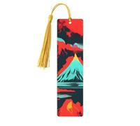 Volcano Bloom Print Wooden Tassel Bookmarks for Book Lover Men Women Teachers Cool Unusual Gift 5PCS