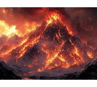 Volcano Diamond Art, Large Diamond Painting Mountain Dimond Painting Crystal Art Kits Adult Crafts DIY Cross Stitch Crafts Pictures Embroidery Kit for Beginner, Home Wall Decor 16x12inch -lsy25010AF