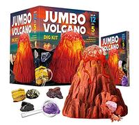 Volcano Dig Kit Toys for Kids - Excavate 12 Rock Specimens Including Amethyst, Pyrite, and More - Volcano Eruption Science Expriment Kit Age 6 7 8 9-12 Year Old