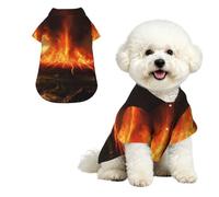 Volcano Dog Shirt Breathable Dog Summer Clothes | Medium Stylish Dog Beach Outfit - Lightweight Soft Puppy Clothes For Outdoor - Trendy Dog Polo T-Shirts With Pattern