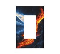 Volcano Eruption Light Switch Wall Plate Faceplate Cover Single Rocker 1 Gang Decorator Outlet Receptacle Covers for Home Kitchen Room Bathroom Decor