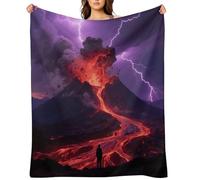 Volcano Eruption Night Flannel Throw Blanket Super Soft Lightweight Throw Blanket Fuzzy Comfy Flannel Blankets Warm Plush Throw Blankets for Couch Sofa Bed 50"x60"