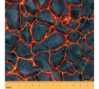 Volcano Fabric by The Yard, Volcanic Rock Upholstery Fabric, Halloween Lava Fluid Liquid Tapestries Decorative Fabric, Nature Indoor Outdoor Fabric, DIY Art Waterproof Fabric, Orange Black, 2 Yards