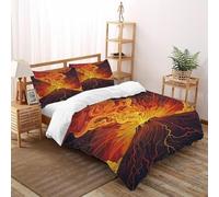 Volcano Flame Bedding Set 3D Design Gothic Themes Duvet Cover Set 3 Pieces Microfiber Quilt Cover Suitable for Family,couple,children with Pillowcase Super King（260x220cm）