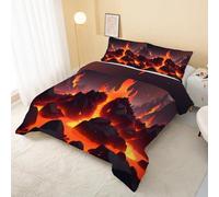 Volcano Flame Red Coverless Duvet King Size 7.5 Tog, Natural Landscape Soft Comforter Set for Boys Girls Adults, Lightweight Bedding, Easy Care Quilt for Bedroom Decor W&214