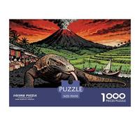 Volcano Komodo Dragon Jigsaw Puzzle Waterproof 1000 Piece Puzzles for Adults Colourful Educational Games