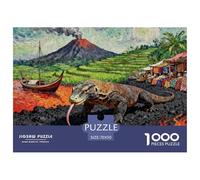 Volcano Komodo Dragon Jigsaw Puzzle Waterproof 1000 Piece Puzzles for Adults Fun Educational Games