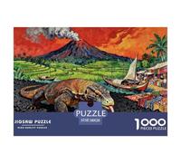 Volcano Komodo Dragon Jigsaw Puzzle Waterproof 1000 Piece Puzzles for Adults Fun Home Decoration