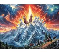 Volcano Landscape 500 Pc Classic Jigsaw Puzzle Magical Cosmic Creatures Puzzle for Adults Hard Challenging Hobby Home Decor Poster High-grade Rigid Cardboard 500 PCS/52×38cm