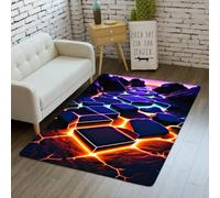 Volcano Magma Rock Pattern Area Rug, Non-Slip Floor Mat for Living Room Bedroom Kitchen, Red Black Orange Gaming Room Modern Rugs,Kids Play Adventure Carpet Home Decor Gift (Multi 4,60x90 cm)