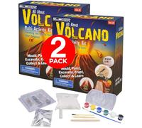 Volcano Multi-Activity Kit for Kids Science Experiments Educational Craft Kit with Moulding Painting Excavating Collecting Erupting Fun Toys for Boys Girls Gifts - 2 Pack - Electoys