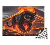 Volcano Panther Jigsaw Puzzles 1000 Pieces Recycled Paper for Adults Puzzle for Adults Impossible Hard Challenging Game Fun Home Activity Great Gift Idea 38x26cm/1000pcs