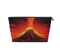 Volcano Portable Leather Travel Cosmetic Bag, Toiletry Bag, Waterproof Storage Bag