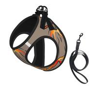 Volcano Print Small Dog Harness And Leash Set, Adjustable Soft Vest With 360° Reflective Straps For Cats Puppy