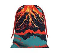 Volcano Print Super Soft Drawstring Gifts Bag - Large Present Bag for Christmas, Wedding, Birthday