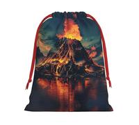 volcano print Super soft velvet drawstring storage bag, fit for Halloween promotion multifunctional bag