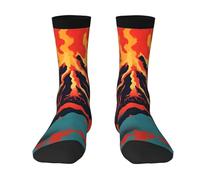 Volcano Print Unisex Adult Novelty Funny Colorful Crew Socks,Crazy Soft Cute Design Socks Gift
