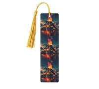 Volcano Print Wooden Bookmarks for Book Lover Men Women Unique Wood Bookmark Unusual Gift 5 Pieces