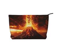 Volcano Printed Makeup Bag Corduroy Travel Cosmetic Bags Cosmetic Case Toiletry Bag Organizer for Women Mom Girls