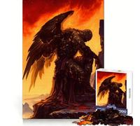Volcano Stone Angel Knight 1000 Pieces Jigsaw Puzzles for Adults Brain Strength Peaceful Recreation Firm Interlock Best Gift (38x52cm)