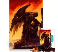 Volcano Stone Angel Knight Jigsaw 1000 Pieces for Teenagers Mind Boost Fun Zero Gap Captivating Leisure for Cozy Indoors (38x52cm)