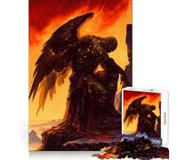 Volcano Stone Angel Knight Jigsaw Puzzles 1000 Piece for Teenagers Intellect Fun Restful Activity Exact Edges Thoughtful Gift (38x26cm)