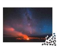 Volcano Under Stars 1000 Pieces Puzzles Colorful Volcanic Eruption Home Decoration Educational Game Gifts Puzzles for Adults Jigsaw Puzzles for Adults 52x38cm/1000pcs