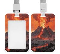Volcano Wonder Retractable ID Badge Holder with Lanyard - Vertical Badge Reel,Keychain Clip,Name Tag Id Card Holder Protector for Nurse Officer Teacher Security Staff Women Men