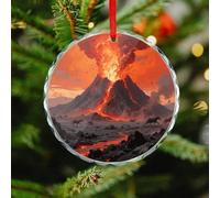 Volcano Wonder Round Christmas Ornaments - Crystal Glass Xmas Hanging Ornaments, Personalized Christmas Tree Pendant for Holiday Keepsake Gifts (3. Inch)