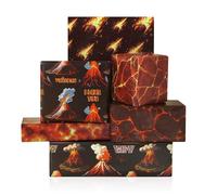 Volcano Wrapping Paper for Boys Girls Kids, 6 Sheets Volcano Lava Wrapping Paper, 50x70cm Per Sheet Lava Gift Wrap for Birthday, Science Dinosaur, Hawaiian Party