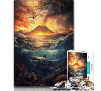 Volcanoes at Sea 1000 Piece Jigsaw Puzzles for Adults,Family Game Stress Reliever Difficult Challenge Artists Collection,Fine Art (50x75cm)