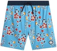 Volcom Boys Swim Trunks - UPF 50+ Quick Dry Board Shorts with Drawstring Waist - Swimsuit for Boys (Size 8-16), Blue floral, 14