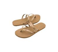Volcom Easy Breezy Jesus Thong Synthetic Leather Sandal Women's Flat Sandals, light brown, 6.5 UK