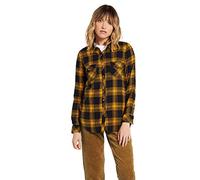 Volcom Getting Rad Plaid Ls Women's Long Sleeve Shirt, Womens, B0531800, Golden Haze, L