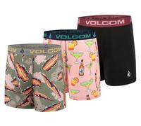 Volcom Mens Boxer Briefs 3 Pack Poly Spandex Performance Boxer Briefs Underwear, Leaves/Cocktails/Black, L