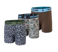 Volcom Mens Boxer Briefs 3 Pack Poly Spandex Performance FLY-LESS Support Boxer Briefs Underwear, Black/Camouflage/Brown, M